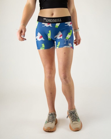 ChicknLegs Blue Sharks running shorts